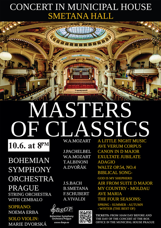 Masters of Classics Bohemian Symphony Orchestra Prague Noema Erba Marie Dvorská Antonio Vivaldi Obecní dům Praha Smetanova síň